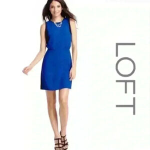 NWT Ann Taylor loft blue and black sleeveless color-blocked sheath dress sz 6